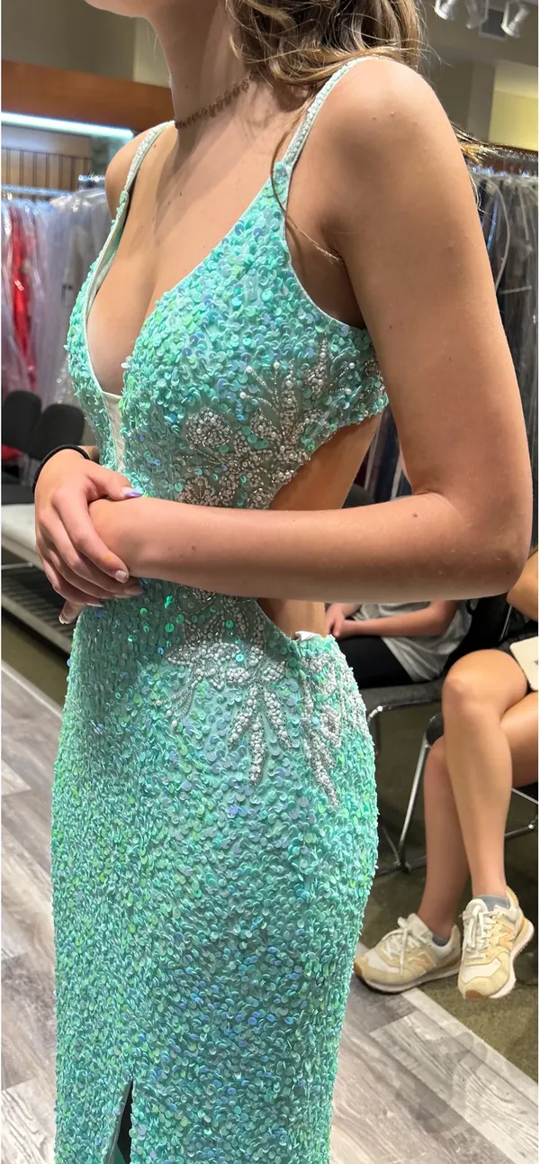 Primavera Couture Mint green prom dress - Image 3
