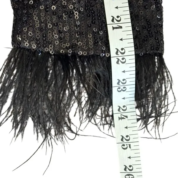 Nanette Lepore‎ Sequin Jacket Sz M Black Ostrich Feather Trim NYE Holiday Party - Image 8