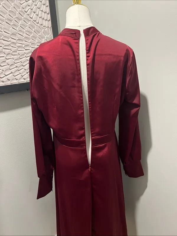 Chicwish Wine Burgundy Long-Sleeve Midi Dress - Image 6
