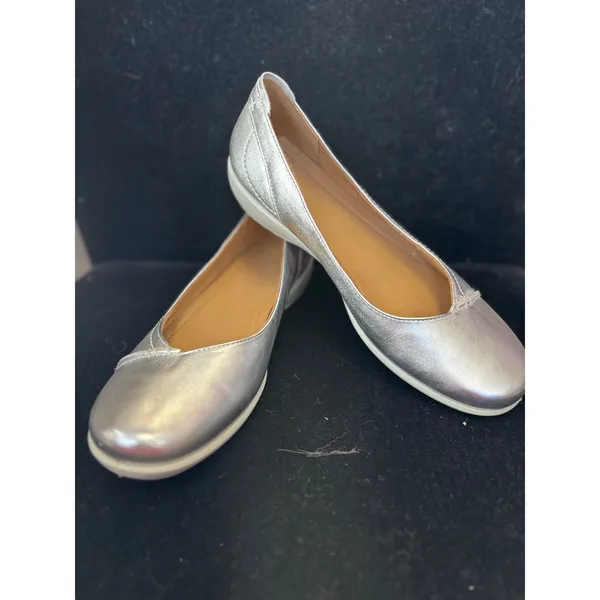 Hotter Robyn II Silver Metallic Leather Ballet Flats Shoes Womens 9.5 US 7.5 UK - Image 2