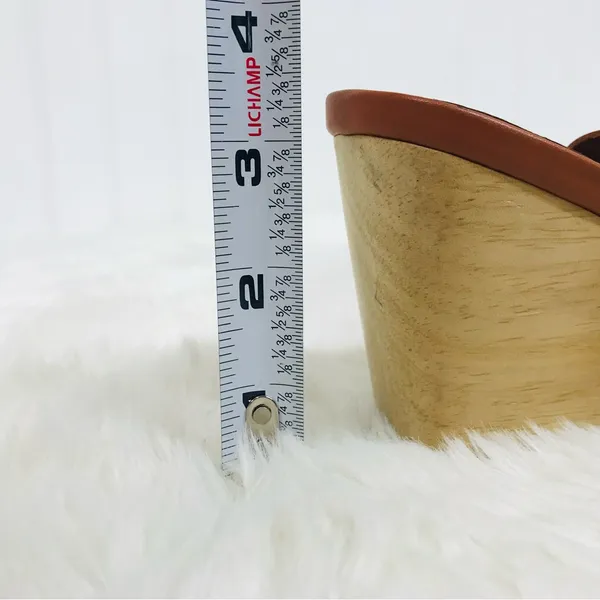 RACHEL‎ COMEY Brown Leather Mule Clog Wedge Sandal Tawny Woven Stud Size 6 - Image 13