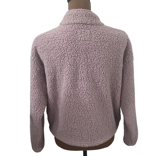 American Eagle fuzzy Sherpa quarter zip cinch waist cropped pullover size S - Image 2
