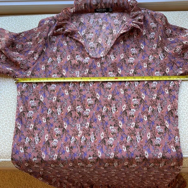 Nasty Gal Long Sleeve Mauve with Dainty Florals Maxi Long Dress size 4 - Image 12
