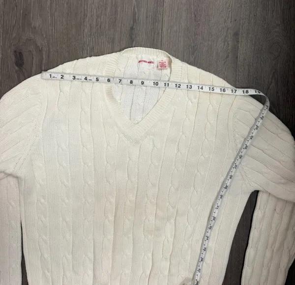 Saks Fifth Avenue Women’s Ivory Cable Knit Sweater Pullover Sz XL 100% Cotton - Image 5