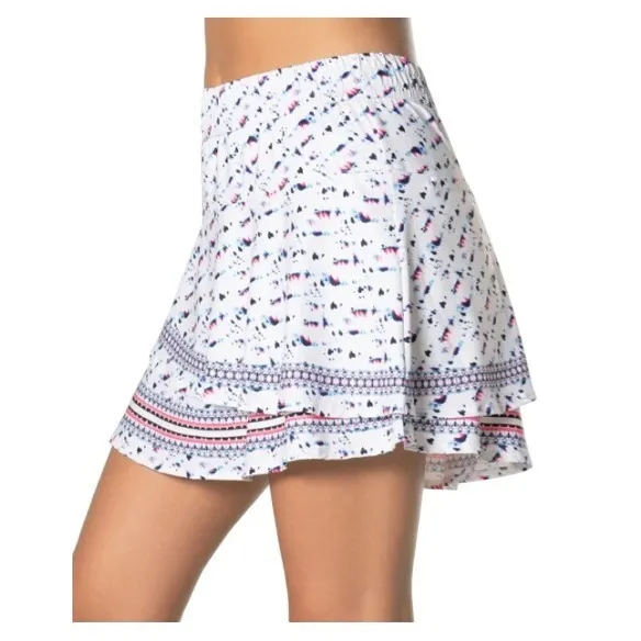 Lucky In Love Ruffled Tiered Tennis Skort Womens S White‎ Abstract Sporty Chic - Image 3