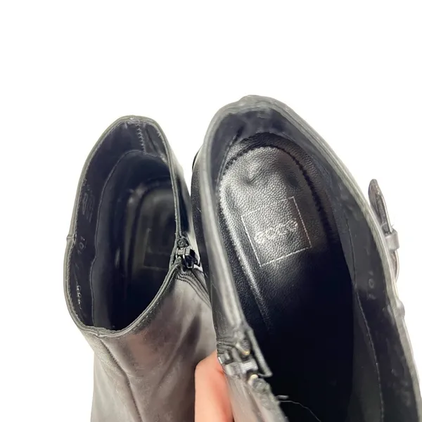 Vintage Ecco Black‎ Leather Square Toe Ankle Boots Booties Size 7 - Image 10
