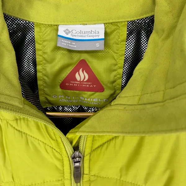 Columbia Omni-Heat Quilted Puffer Jacket Chartreuse Green Full Zip Women's S - Image 3