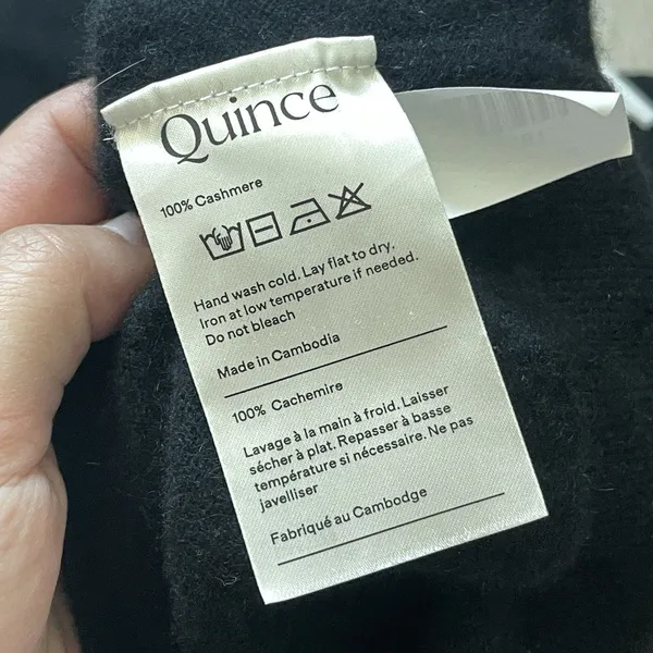 Quince Cashmere Sweater mongolian crewneck womens Black (medium) classic office - Image 5