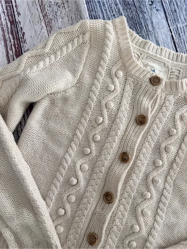 Vintage Y2K Aerie Cream Cable-Knit Button Wool Blend Cardigan Sweater - Image 3