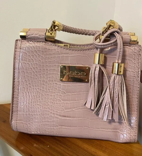 bebe light pink lavender faux crocodile mini purse - Image 5