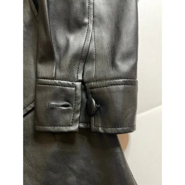 ZARA long Black Leather Jacket S - Image 5