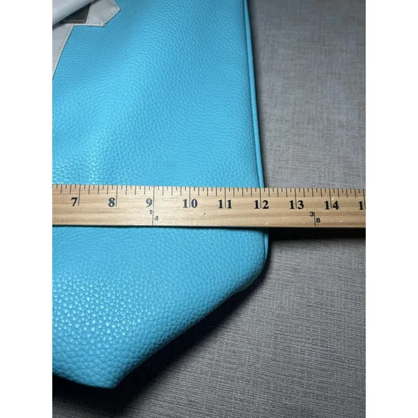 Nicole Miller Tote Bag Womens Large Turquoise PVC Shoulder Travel Zip Studded - Image 12