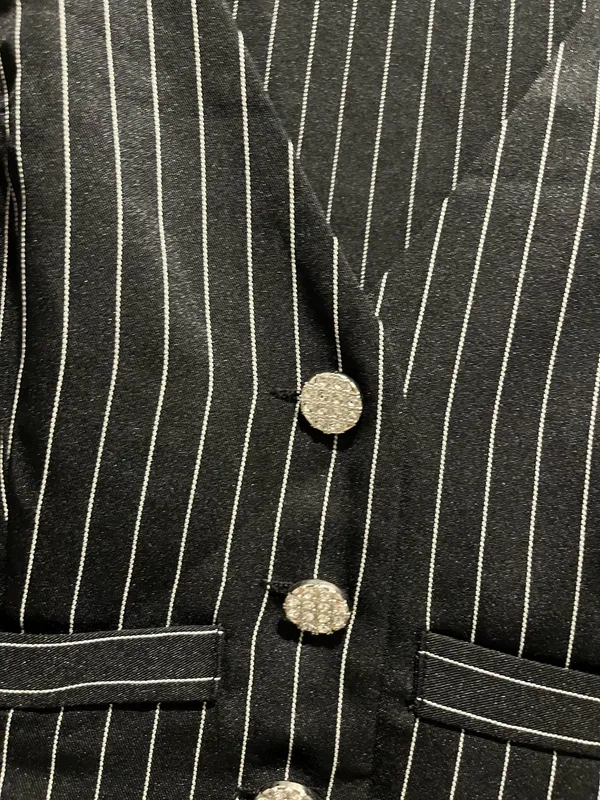 Cider Black Striped Crop Top Button Vest S - Image 2