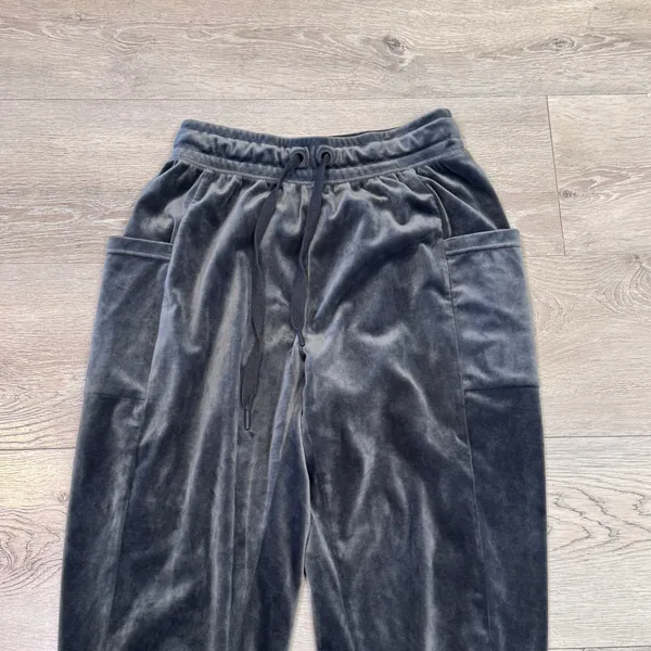 Offline by Aerie Womens Charcoal Gray Velour Joggers Cargo Pockets‎ XSmall XS - Image 3