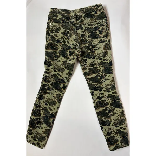 Anthropologie Pilcro High Rise Skinny Corduroy Pants Floral Camo Green Brown 29 - Image 4