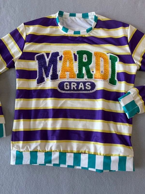 Men’s / Women’s Mardi Gras Long Sleeve Striped Top Size S #260760 - Image 2