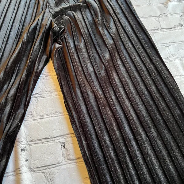 Cable & Gauge Velvet Black Whimsigoth Pull on Pants Large Gothic Pleated Holiday - Image 15
