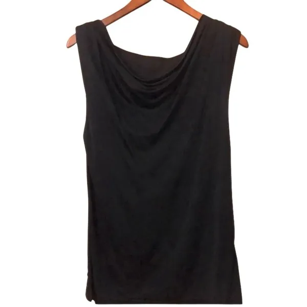 Vintage y2k 2000s D.E.P.T Black Cowle Neck open back Bow Blouse office siren - Image 4