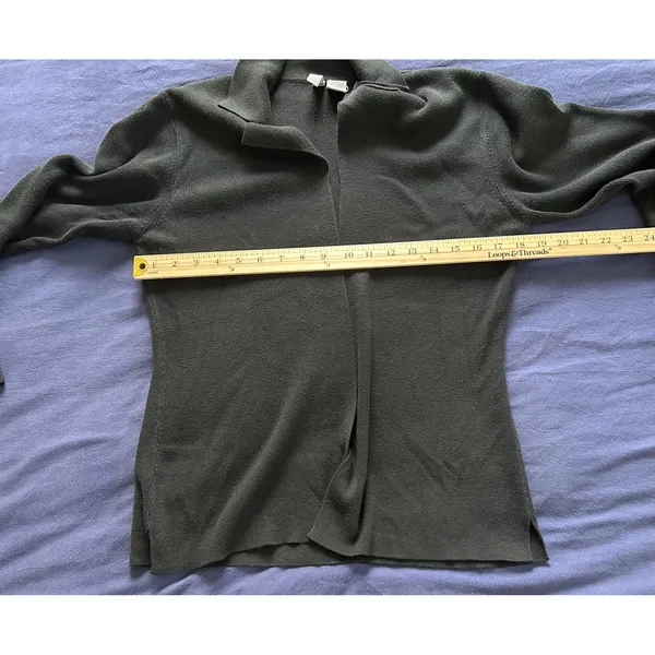 Collection by Cherie Dori Black Open Front Cardigan Sweater Notched Lapel Size S - Image 5