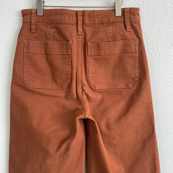 Madewell Orange Rust Retro Emmett High Waisted Wide Leg Crop Jean Trouser Pants - Image 7
