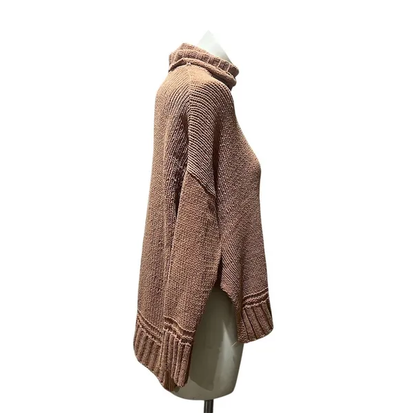 Aerie Sweater Womens Size M Brown Oversized Turtleneck Pullover Cozy Tunic - Image 3