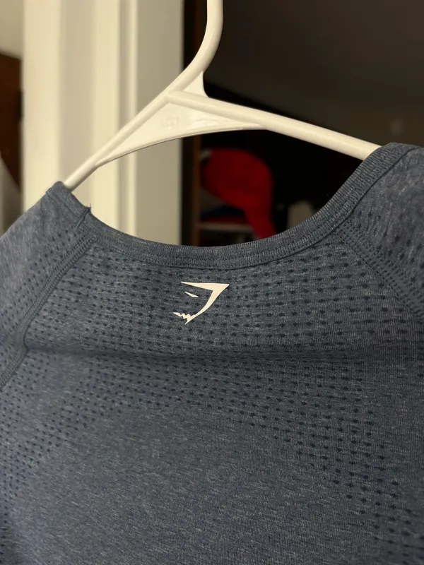 Gymshark Crop Long Sleeve Top Vital Seamless Blue Small - Image 6