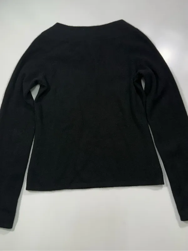 Avellini 100% Cashmere Black Crewneck Sweater Size Small - Image 7