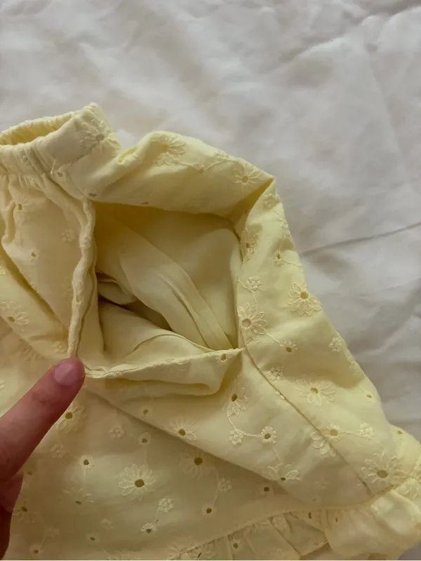 Grey Bandit NWT Eyelet Ruffle Hem Athletic Shorts in Pale Yellow - Image 4