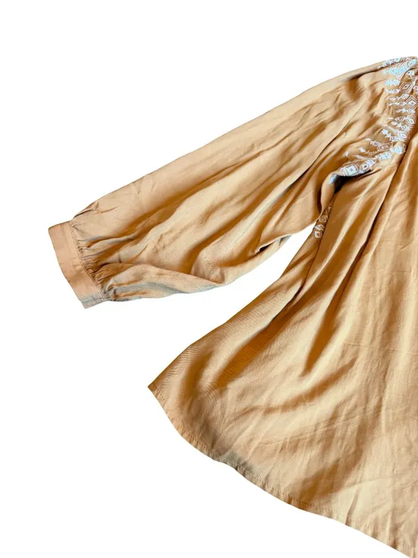 Savanna Jane Yellow Embroidered Peasant Blouse Top Shirt Flowy Size 2X Women's - Image 13