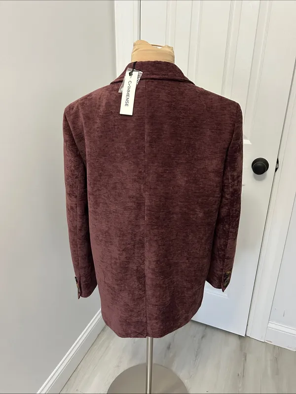 Commense Crushed Velvet Blazer Plum Size M - Image 3
