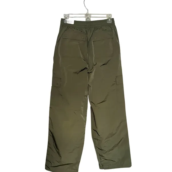 PINK Victoria's Secret Cargo Pants S Olive Green Satin Parachute Relaxed Hi Rise - Image 5