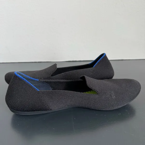 Rothy's The Flat Women’s Size 9 Ecru Textile Ballet Comfort Shoes Slip On Black - Image 4