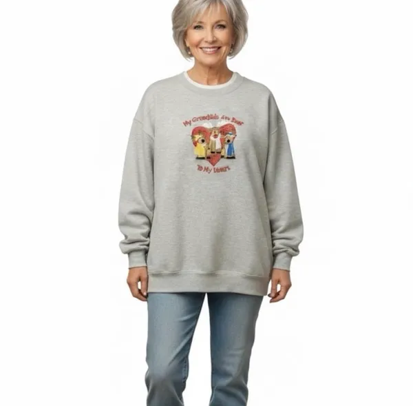 Grandkids Are Dear to My Heart Embroidered Sweatshirt Reindeer Christmas L - Image 3
