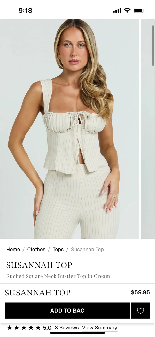 New Showpo Susannah Top Square Neck Bustier Top & Pants Pinstripe Fitted Capri Pants - Image 2