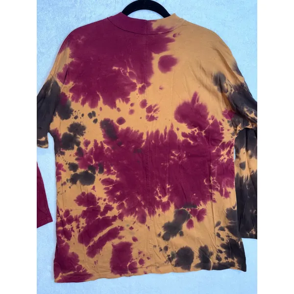 We The Free Free People French Roast Long Sleeve Tie Dye Mock Neck Tee Burgundy - Image 10