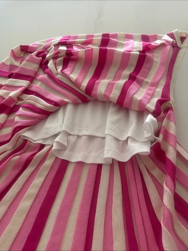 Express Striped knit cream pink and magenta longer skirt with side slit size M‎ - Image 3