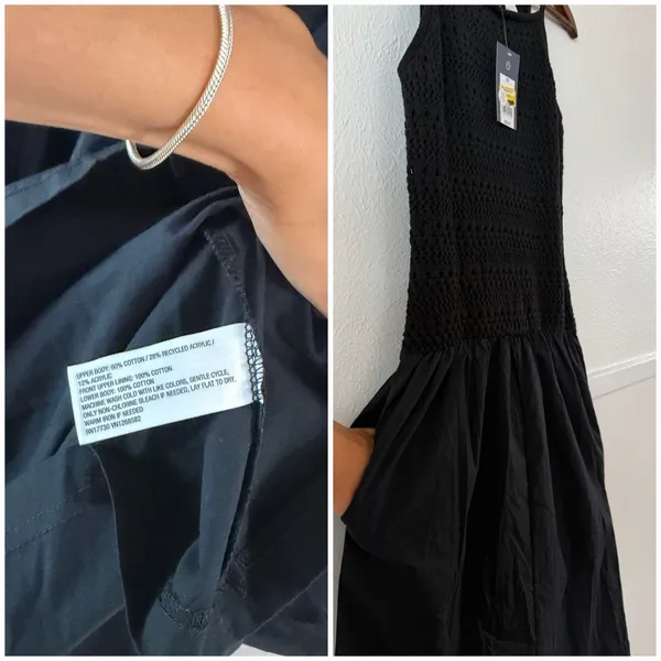 Universal Thread Black Crochet Knit Midi Dress Sleeveless Boho Coastal NWT XS - Image 6