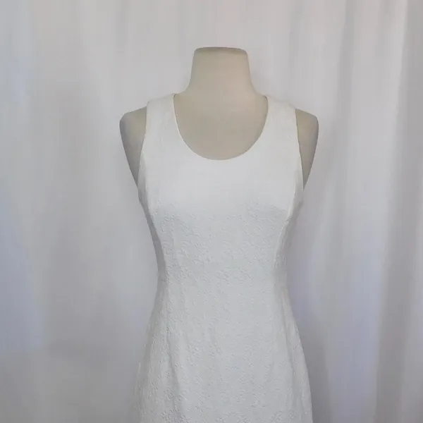 REBECCA TAYLOR Matelasse White Jacquard Lace Shift Dress Bridal Wedding Size 2 - Image 3