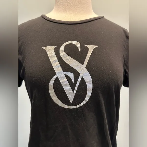 Victoria's Secret short sleeve black tshirt VS logo Size Small - Image 2