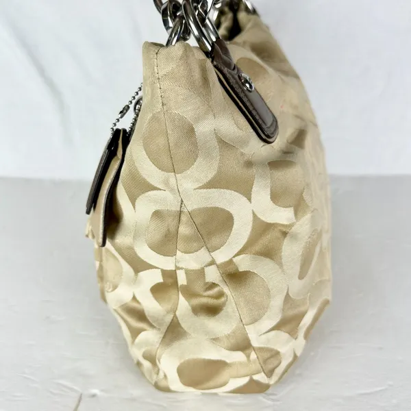 Coach Kristen Signature Op Art Hobo Purse Sateen Zip Top - Image 4