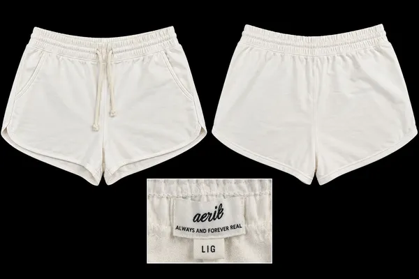Aerie White Fleece Dolphin Shorts Drawstring Women’s L - Image 2
