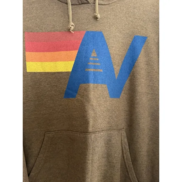 Aviator Nation Logo Pullover‎ Relaxed Hoodie Chocolate Size Small - Image 8