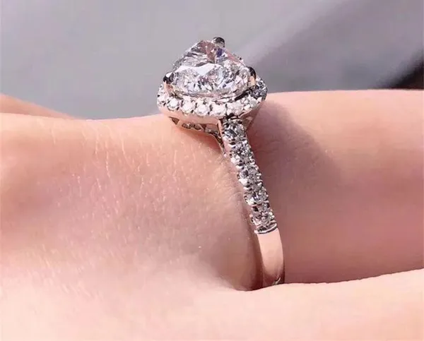 1.5ct heart shape halo 4.5 5 6 7 8 9 10 Diamond Cz Silver 925 - Image 8