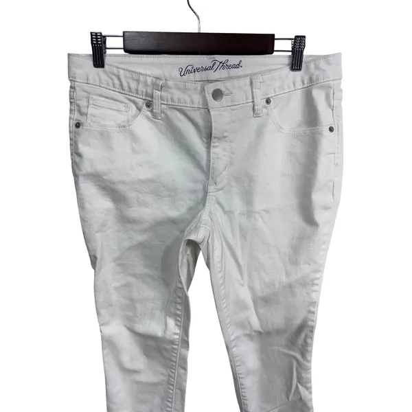 Universal Thread 10/30R White Mid‎ Rise Skinny Jeans Women's Denim Summer Chic - Image 2