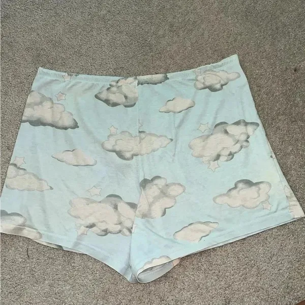Vintage 80s ESLEEP Medium Cloud Pajama Set Shorts & Top - Image 7