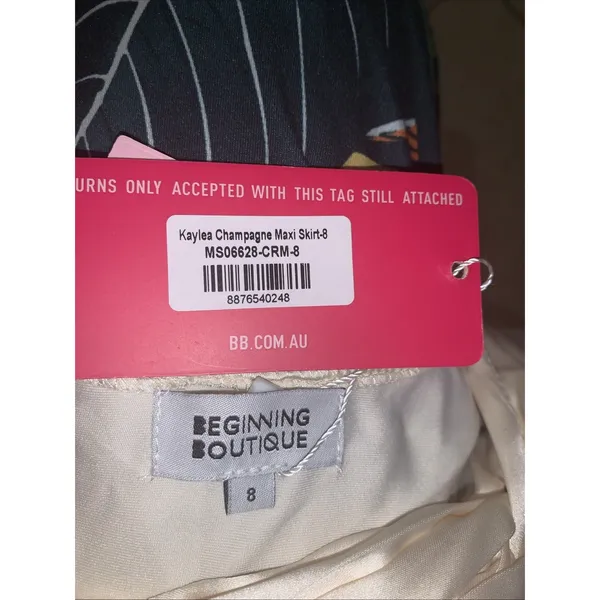 Kaylea Champagne Beginning Boutique Maxi Skirt Size 8 Ivory 0055 - Image 4