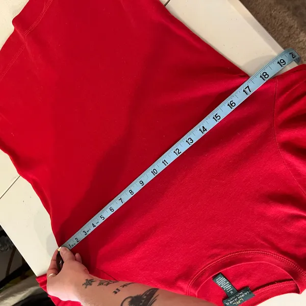 Ralph Lauren Red 100% Cotton Long Sleeve Leather Elbow Patch Top Size Medium - Image 10