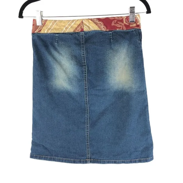 Picasso Style Jean PSJ Womens Skirt Denim Y2K Vintage Lace Up Modest S - Image 2