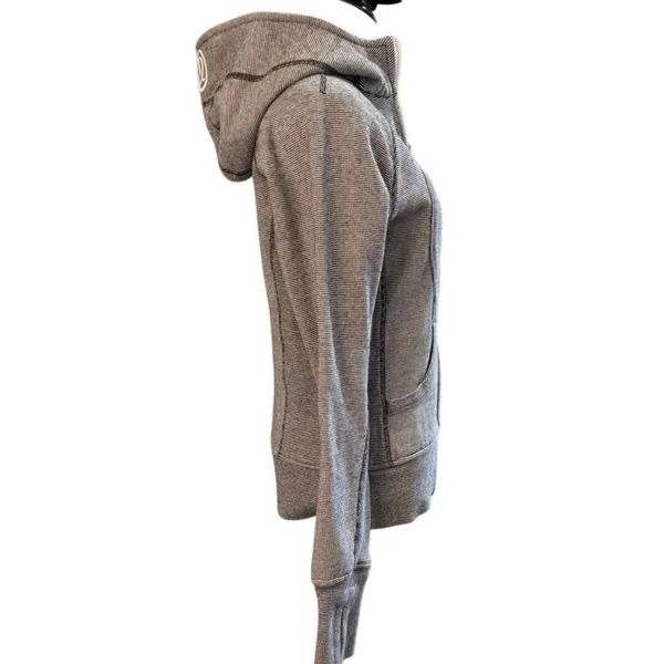 Lululemon Scuba Hoodie You Are Beautiful White Black Micro Stripe - Image 4