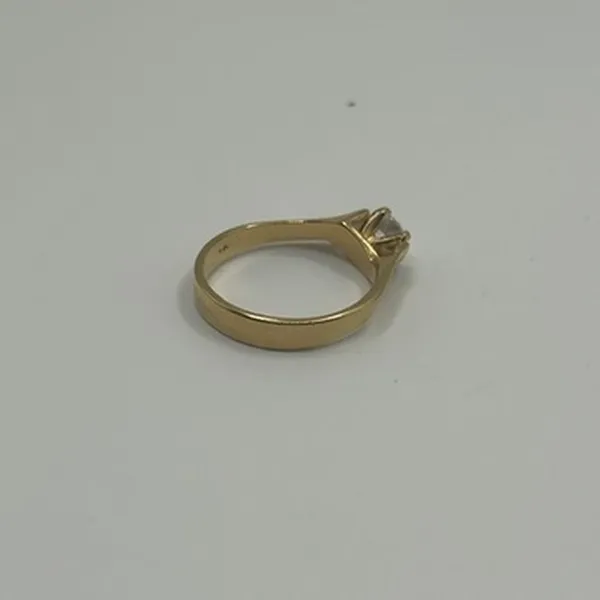 Vintage Gold Slanted CZ Ring Womens Cute 18k Plated Statement Dainty New - Image 4